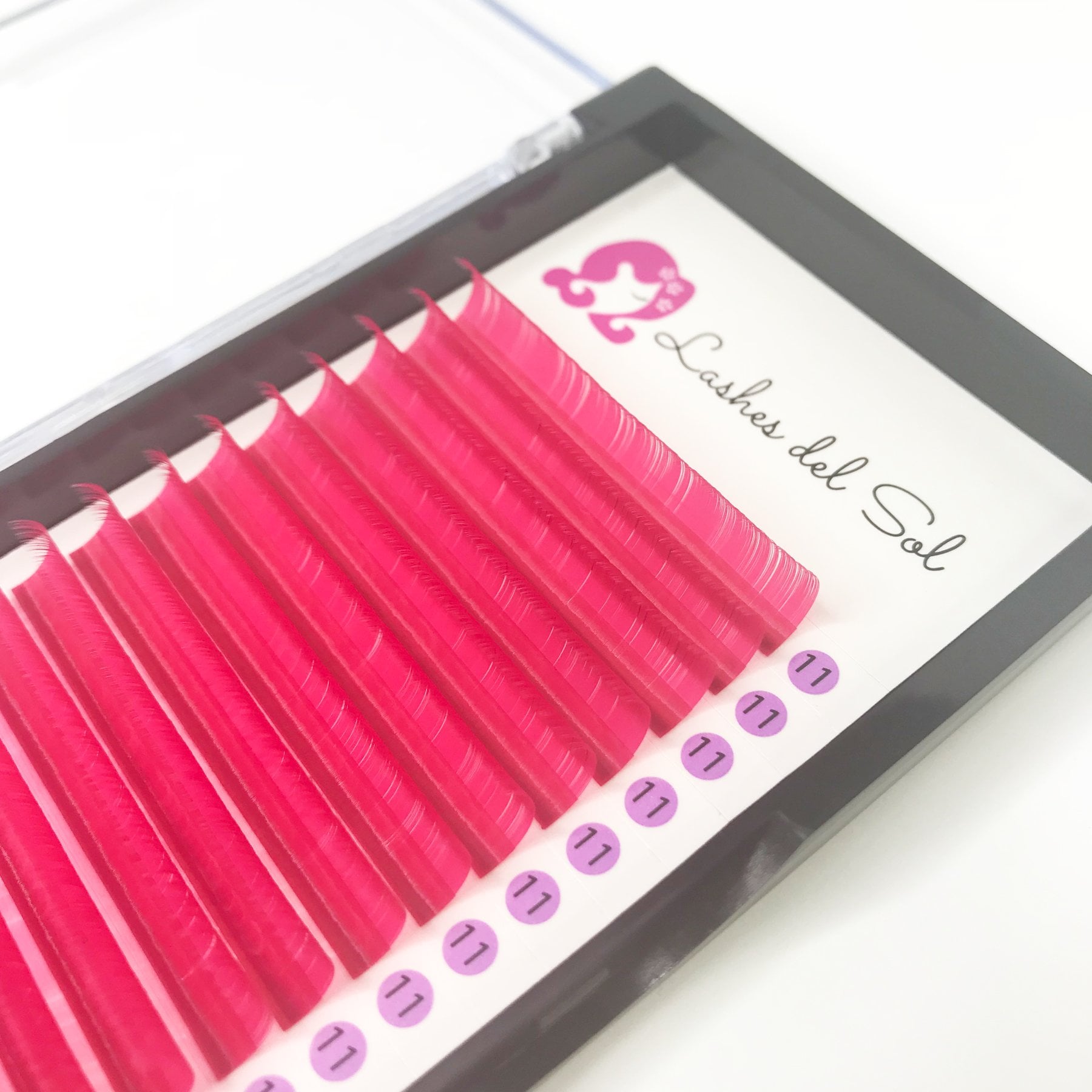 pink color volume lashes eyelash extensions from lashes del sol